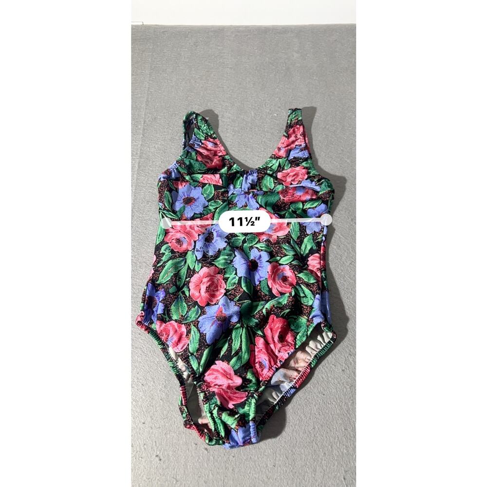 Vintage Women’s Floral One Piece Swimsuit Multicolor Built In Cups - Picture 8 of 10